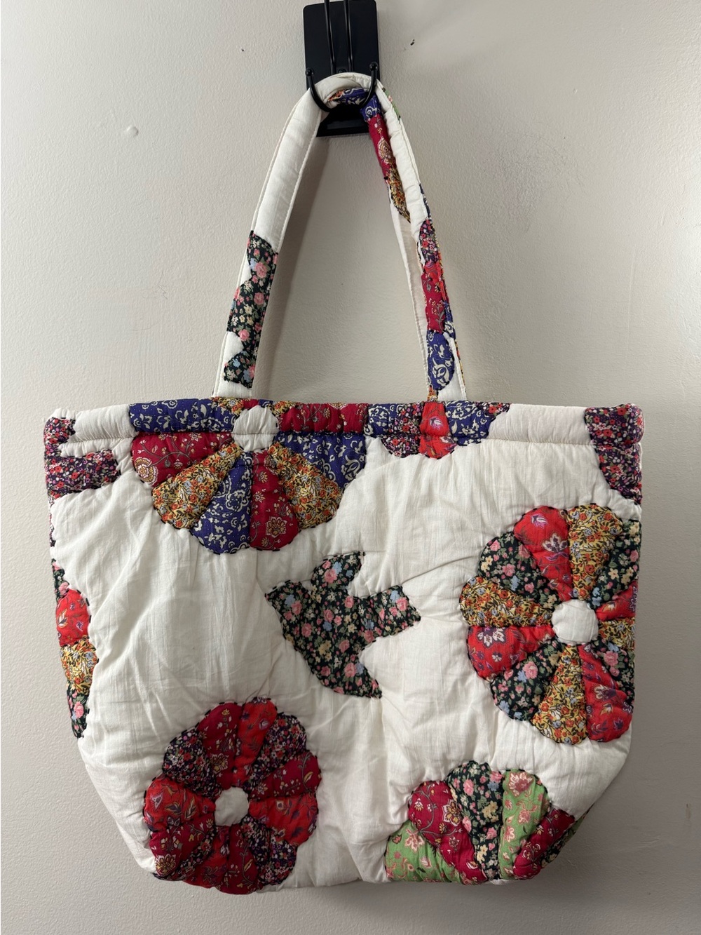 Sezane X Sea NY Quilted Patchwork Maxi Tote Bag Multicolor Bird Print - Picture 4 of 9